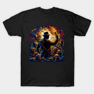 Torch-Wielding Explorer Amongst the Undying - Stained Glass - Adventure T-Shirt